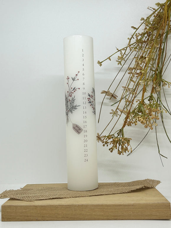 Calendar Candle Holly Leaves