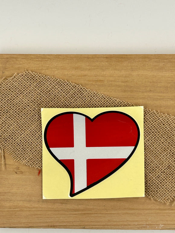 Danish Flag Heart Car Decal